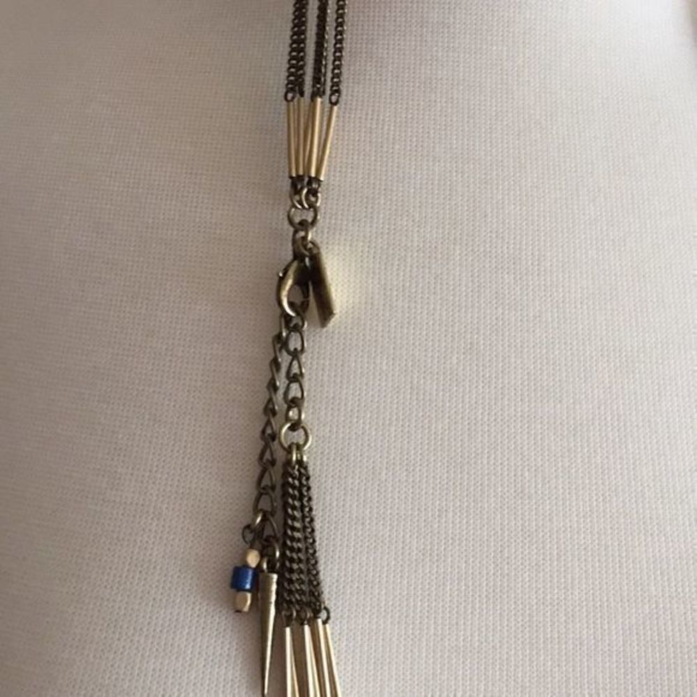 Nwot, Beautiful Vintage Brown and Gold tone necklace, 36” long - Picture 2 of 3